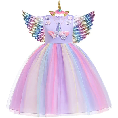 Kidslands® | Robe Tutu Licorne Fille - Robe Princesse Déguisement - Anniversaire, Carnaval, Fête
