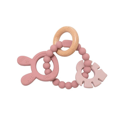 Kidslands® | Anneau de dentition sensoriel en bois & silicone - sans BPA