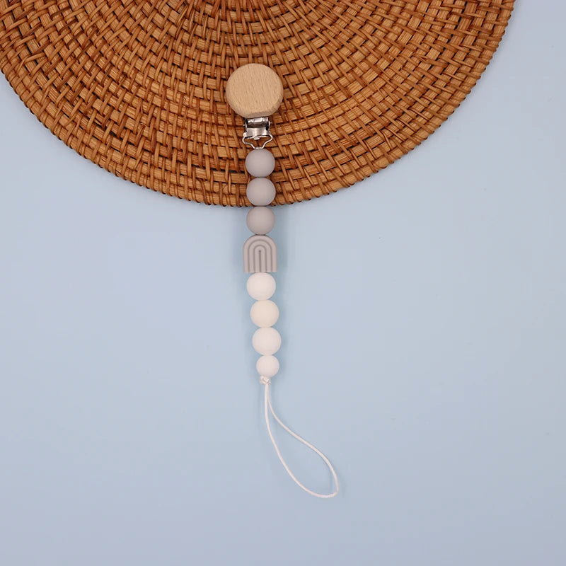 Kidslands® | Attache-tétine perles – Clip sucette en silicone & bois