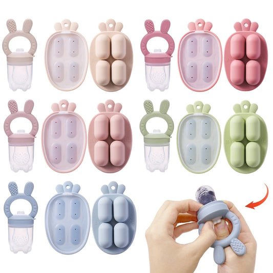 Kidslands® | Grignoteur bébé en silicone avec capuchon – Alimentation fruits & légumes sans risque