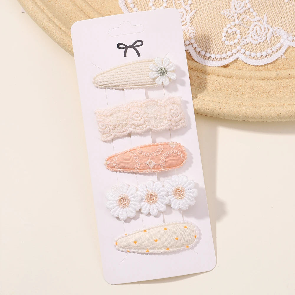 Kidslands® | Lot de 5 Barrettes – Pinces à Cheveux Enfant Motif Fleuri & Tendance
