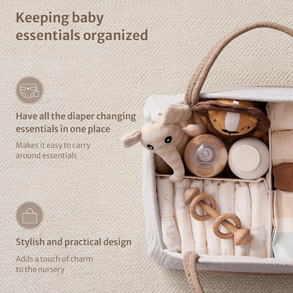 Kidslands® | Panier de Rangement Portable Bébé avec Poignées – Organisateur Pour Couches, Jouets & Accessoires
