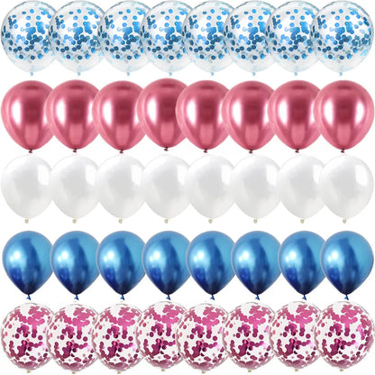 Kidslands® – Ballons Gender Reveal Rose & Bleu | Ballon Confettis Métallisés nacrés Baby Shower Fille ou Garçon