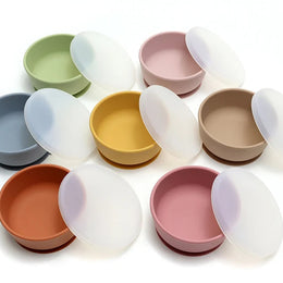 Kidslands® | Bol alimentaire d’apprentissage bébé en silicone avec ventouse & couvercle – Sans BPA