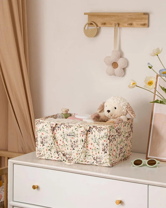 Kidslands® | Organisateur de Couches Bébé Fleuri – Grand Sac de Rangement Portable pour Affaires de Bébé