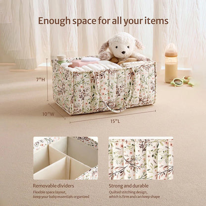 Kidslands® | Organisateur de Couches Bébé Fleuri – Grand Sac de Rangement Portable pour Affaires de Bébé