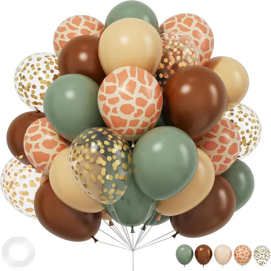 Kidslands® | Lot de 35 Ballons Jungle – Confettis & Motif Animaux | Décoration Anniversaire Thème Safari