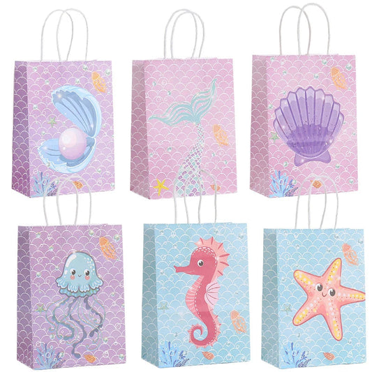 Kidslands® | Lot de 12 Sacs Cadeaux Thème Océan  – Animaux Marins & Sirène - Anniversaires, Fêtes