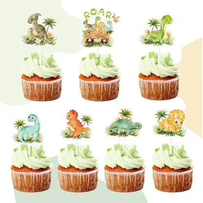 Kidslands® – Lot de 16 Cake Toppers Dinosaure - Décorations Gâteaux Cupcakes - Anniversaire
