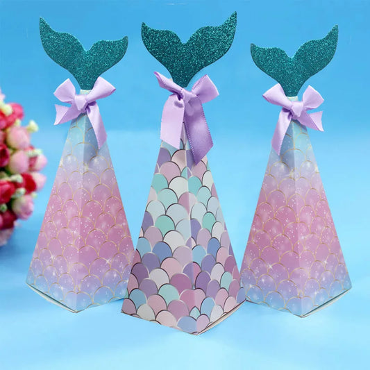 Kidslands® - Lot de 5 Boîtes Cadeaux Thème Sirène – Boîte Bonbons Queue de Sirène Anniversaire & Baby Shower