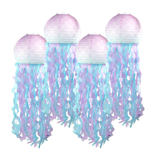 Kidslands® | Lanternes Méduses en Papier Dégradé – Déco Suspensions Thème Sirène & Anniversaire Océan