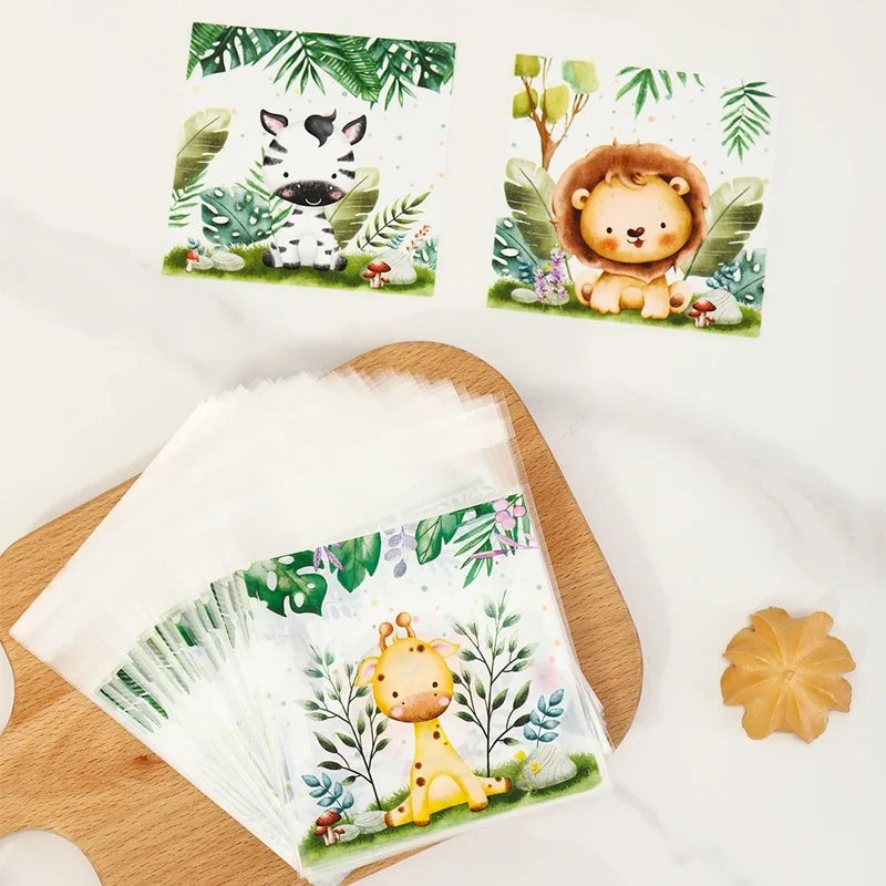 Kidslands® | Sachet Bonbon Auto-collant Thème Safari – Pochette Animaux Cadeau Anniversaire & Baby Shower