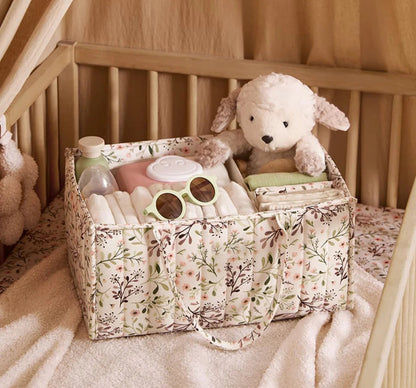 Kidslands® | Organisateur de Couches Bébé Fleuri – Grand Sac de Rangement Portable pour Affaires de Bébé