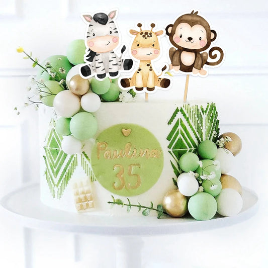 Kidslands® | Lot de 24 Cake Toppers Animaux Jungle – Décorations Gâteau Safari Enfant | Anniversaire Thème Wild One & Baby Shower