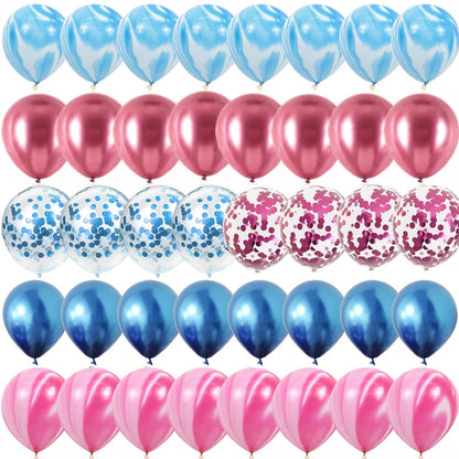 Kidslands® – Ballons Gender Reveal Rose & Bleu | Ballon Confettis Métallisés nacrés Baby Shower Fille ou Garçon