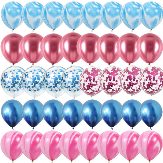 Kidslands® – Ballons Gender Reveal Rose & Bleu | Ballon Confettis Métallisés nacrés Baby Shower Fille ou Garçon