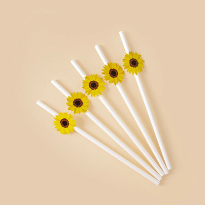 Kidslands® - Pailles en Papier Fleurs, Marguerites, Tournesol – Lot de 10/20/30 pour Anniversaire & Baby Shower