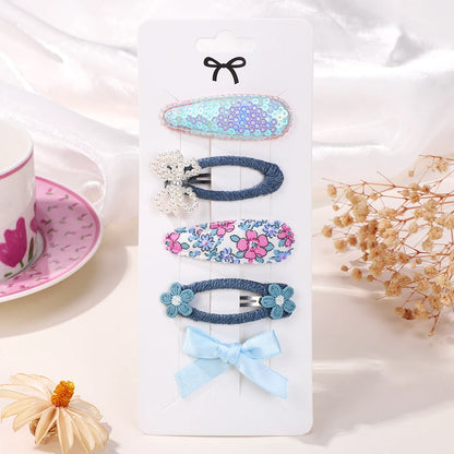 Kidslands® | Lot de 5 Barrettes – Pinces à Cheveux Enfant Motif Fleuri & Tendance