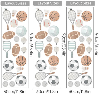 Kidslands® | Stickers Muraux Sport Enfant – Motifs Foot, Tennis, Basket, Rugby.. | Déco Murale Chambre