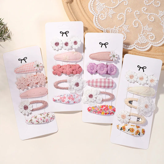 Kidslands® | Lot de 5 Barrettes – Pinces à Cheveux Enfant Motif Fleuri & Tendance