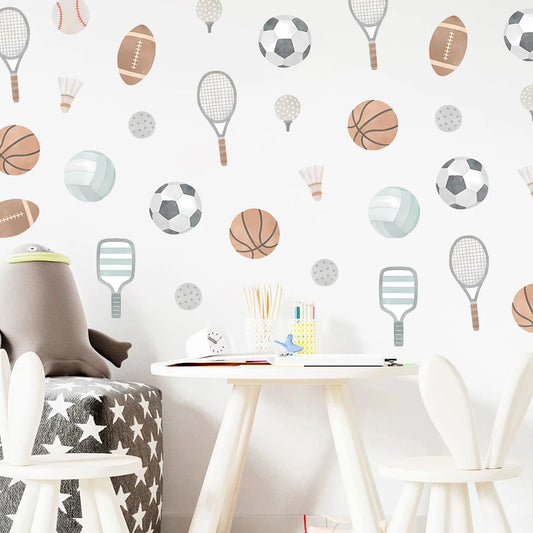 Kidslands® | Stickers Muraux Sport Enfant – Motifs Foot, Tennis, Basket, Rugby.. | Déco Murale Chambre