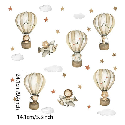 Kidslands® | Sticker Mural Enfant Avion & Montgolfière – Décoration Murale Animaux Volants pour Chambre Bébé