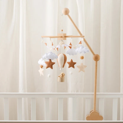 Kidslands®  – Mobile Bébé en Bois et Feutrine - Montgolfière Douce – Décoration Apaisante pour Lit ou Berceau