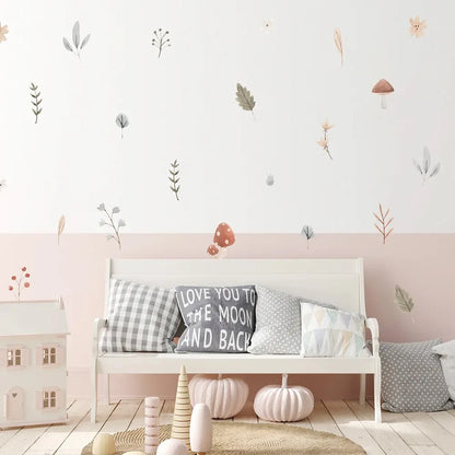 Kidslands® | Stickers Muraux Bohème Champignons & Feuilles – Déco Nature DIY Chambre Enfant