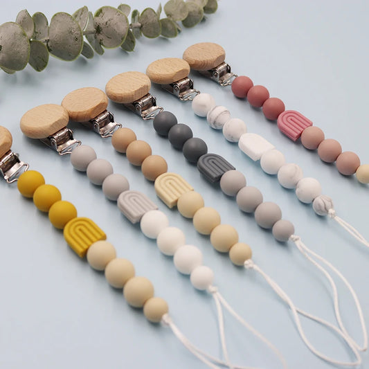 Kidslands® | Attache-tétine perles – Clip sucette en silicone & bois