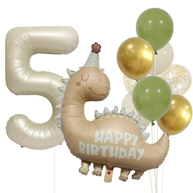 Kidslands® – Set Ballons Dinosaure + Chiffres Aluminium Décoration Anniversaire Enfant - Thème Dino - Fête Préhistorique