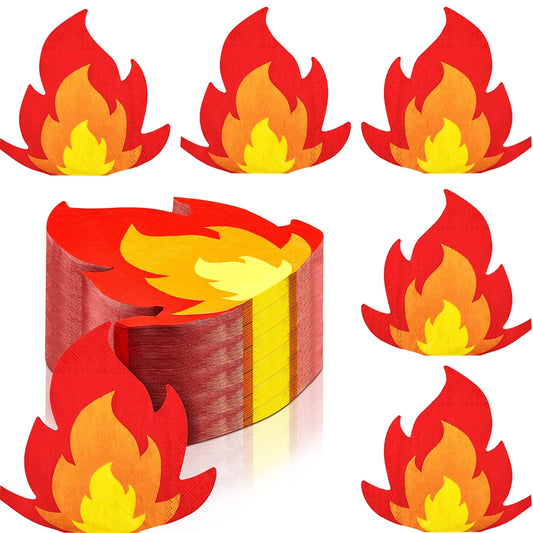 Kidslands® – Lot de 16 Serviettes en Forme de Flamme - Décoration Jetable Anniversaire Thème Pompier