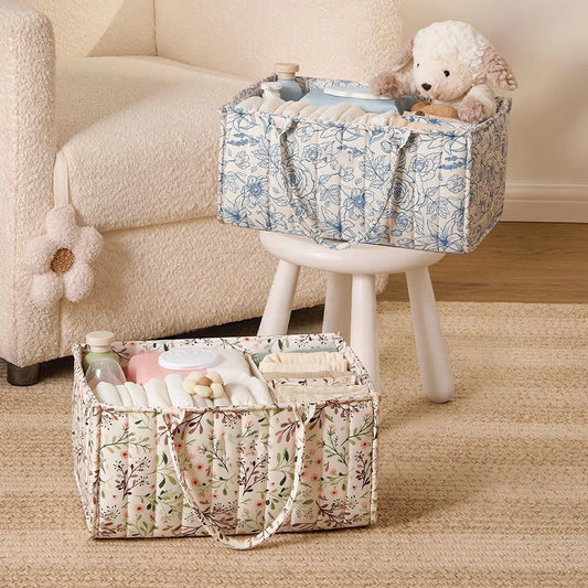 Kidslands® | Organisateur de Couches Bébé Fleuri – Grand Sac de Rangement Portable pour Affaires de Bébé