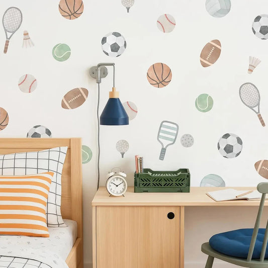 Kidslands® | Stickers Muraux Sport Enfant – Motifs Foot, Tennis, Basket, Rugby.. | Déco Murale Chambre