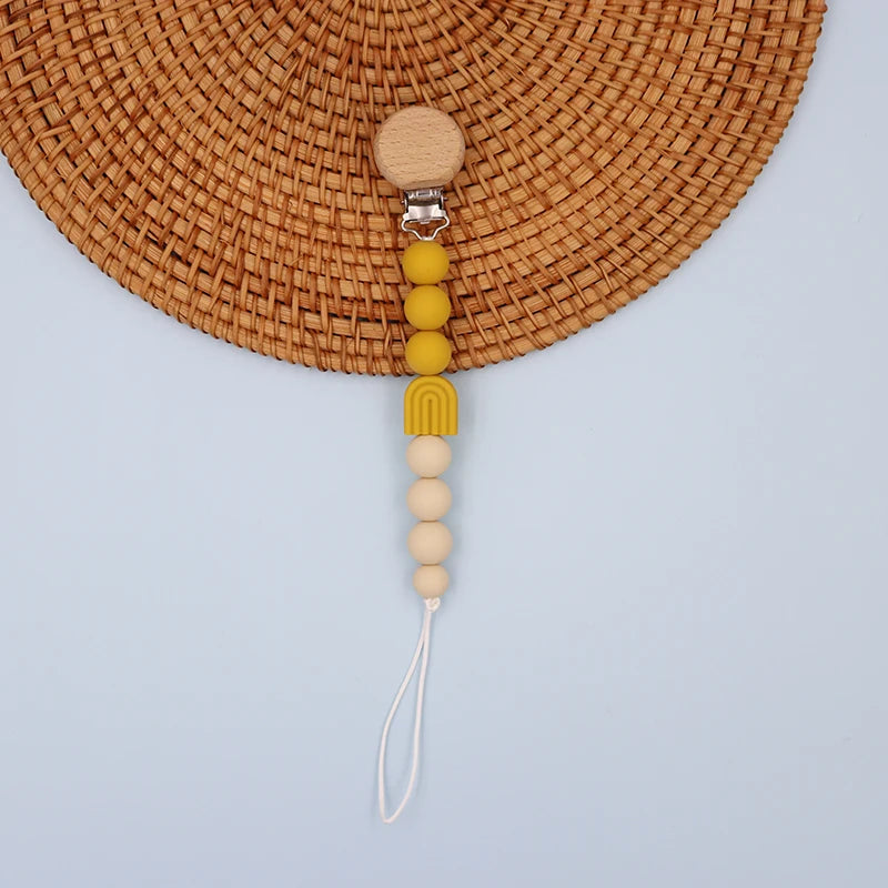 Kidslands® | Attache-tétine perles – Clip sucette en silicone & bois