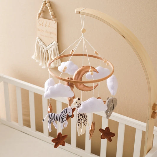 Kidslands®  – Mobile Bébé en Bois et Feutrine - Montgolfière Douce – Décoration Apaisante pour Lit ou Berceau