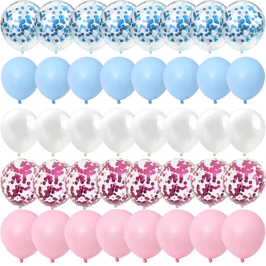 Kidslands® – Ballons Gender Reveal Rose & Bleu | Ballon Confettis Métallisés nacrés Baby Shower Fille ou Garçon