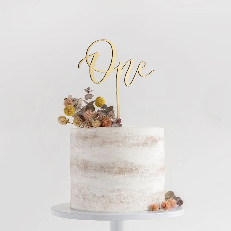 Kidslands® | Cake Topper en Bois “One” – Décoration Gâteau 1er Anniversaire