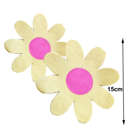 Kidslands® - Serviettes en Papier Marguerite 20 à 60pcs – Décoration Anniversaire, Baby Shower & Fêtes Bohèmes