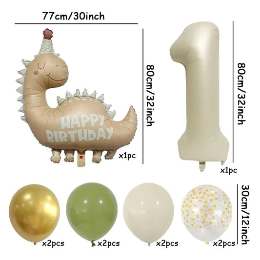 Kidslands® – Set Ballons Dinosaure + Chiffres Aluminium Décoration Anniversaire Enfant - Thème Dino - Fête Préhistorique