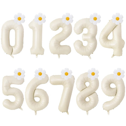 Kidslands® - Ballon Marguerite + Chiffre 100cm – Set Ballons Anniversaire Enfant, Déco Florale Pastel