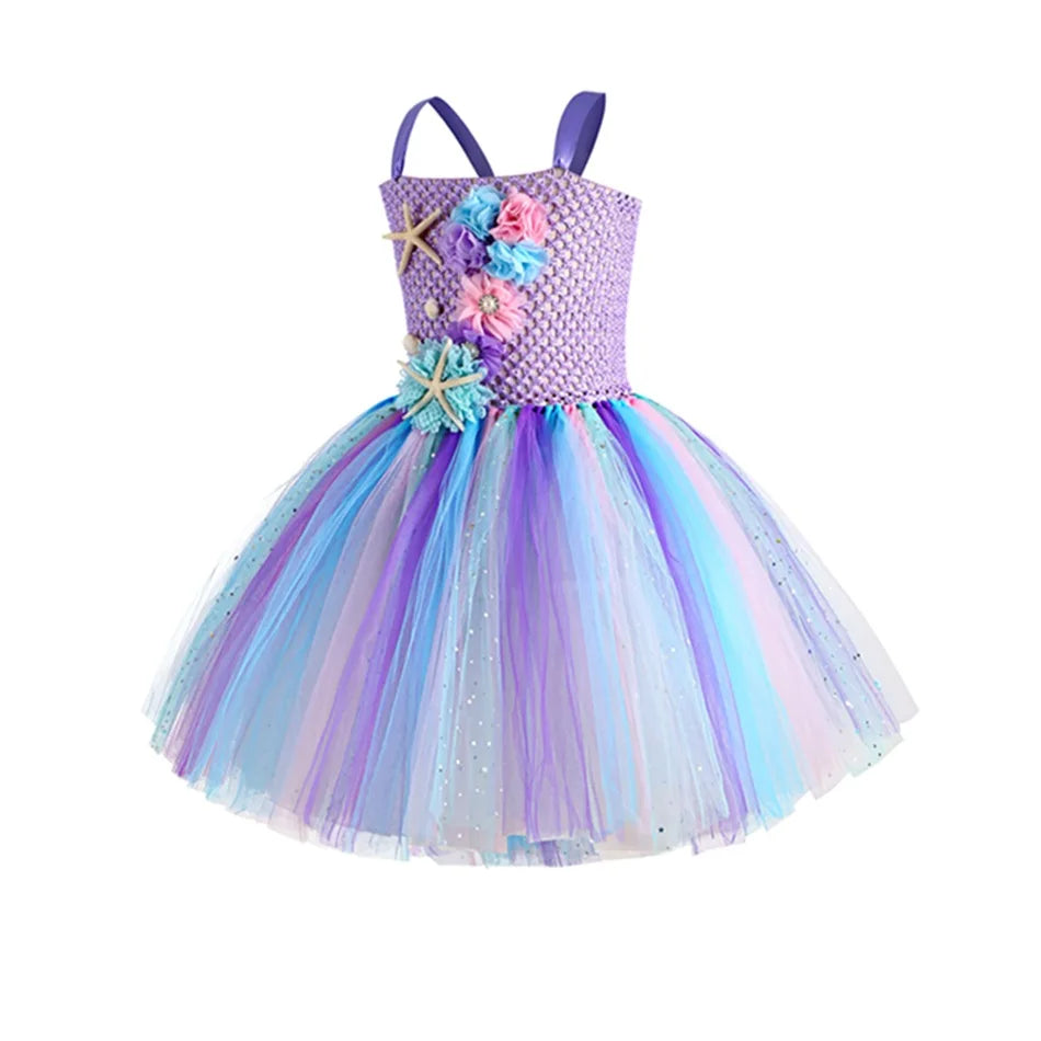 Kidslands® | Déguisement Thème Océan - Robe Tutu Sirène Fille + Accessoires – 1 à 12 Ans