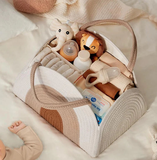 Kidslands® | Panier de Rangement Portable Bébé avec Poignées – Organisateur Pour Couches, Jouets & Accessoires