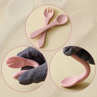 Kidslands® - Set Repas Bébé 7 pièces en Silicone – sans BPA - Set de table, Bol, Assiette, Cuillère, Fourchette, Gobelet & Bavoir Ajustable