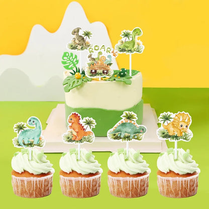 Kidslands® – Lot de 16 Cake Toppers Dinosaure - Décorations Gâteaux Cupcakes - Anniversaire