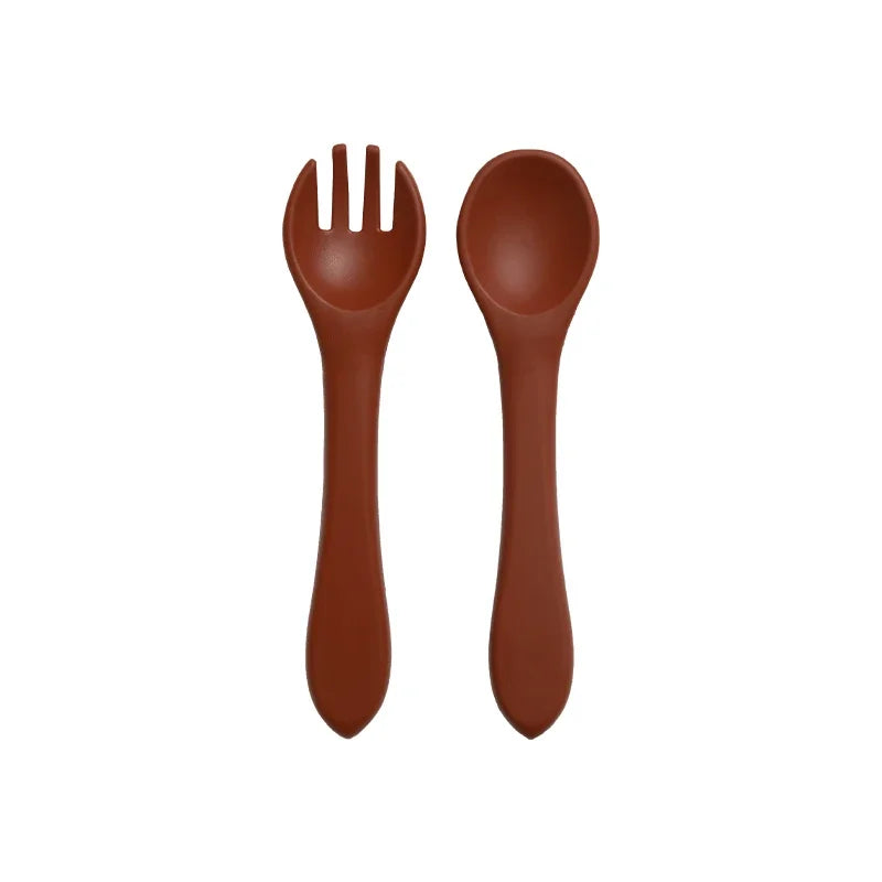 Kidslands® | Set 2 Pièces Couverts Bébé Silicone – Sans BPA