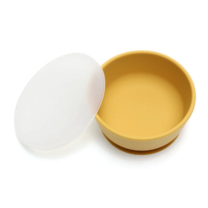 Kidslands® | Bol alimentaire d’apprentissage bébé en silicone avec ventouse & couvercle – Sans BPA