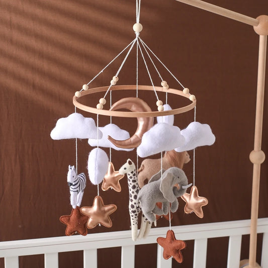 Kidslands®  – Mobile Bébé en Bois et Feutrine - Montgolfière Douce – Décoration Apaisante pour Lit ou Berceau