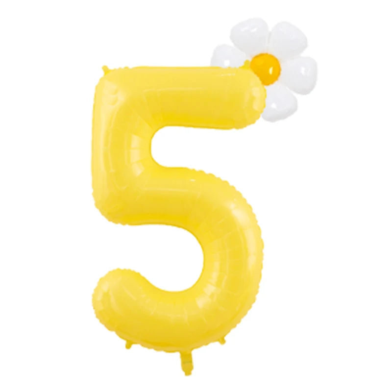 Kidslands® - Lot 2 Ballons Marguerite + Chiffre 100cm – Décoration Anniversaire Enfant, Baby Shower, Fête Florale