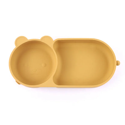 Kidslands® | Bol Bébé en Silicone avec Double Ventouse – Design Ours - Sans BPA