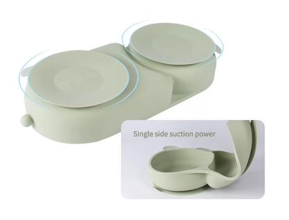 Kidslands® | Bol Bébé en Silicone avec Double Ventouse – Design Ours - Sans BPA